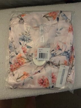Flora Nikrooz Pink Floral Satin Kimono Robe with tank and shorts (3 piece) brand